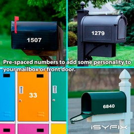 iSYFIX White Vinyl Number 4 (Four) Stickers - 6 Pack 2 inch Self Adhesive - Premium Decal Die Cut & Pre-Spaced for Mailbox, Signs, Door, Cars, Trucks, Home, Business, Address Number, Indoor & Outdoor