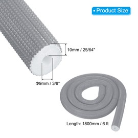 PATIKIL 3/8 Inch ID x 6 ft Pipe Insulation Tubing, Heat Preservation Anti Slip Insulated Foam Tube Grip for Air Conditioning Water Pipe, Gray, White (9mm ID x 10mm t x 1.8m L)