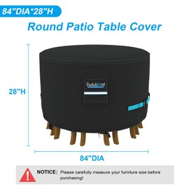 Dudubond Outdoor Furniture Cover - 100% Waterproof, 420D Oxford, PU Silver Coating, UV Resistant, All-Weather Resistant Patio Table Cover for Round Patio Furniture Set - 84×28 Inch