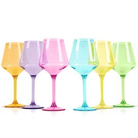 Acrylic Colored Wine Glasses Set of 6 | BPA-Free Plastic, Tritan & Acrylic - Stemmed wine glasses, Dishwasher Safe, Unbreakable Glass for Indoor & Outdoor (jewel)