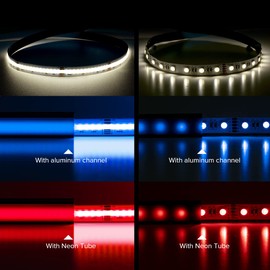BTF-LIGHTING FCOB COB LED Strip RGBW 4000K UL Listed 896LED/m 16.4FT DC12V Flexible High Density Uniform Light 12mm Width Color Changing LED Ribbon for Home Indoor Decoration(No Adapter or Controller)