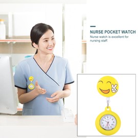 Retractable Watch with Second Hand for Nurses, Digital Watch Clip on Lapel Watch Fob Pocket Watch Cute Cartoon Smile Nurse Watch for Doctors Students Women
