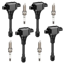 Ignition Coil Pack and Iridium Spark Plug Compatible with Nissan Altima Rogue Sentra Cube Versa NV200 1.6L 1.8L 2.0L 2.5L 2007-2019 Replaces UF549 C1696 5C1753 E1049 Set Of 4