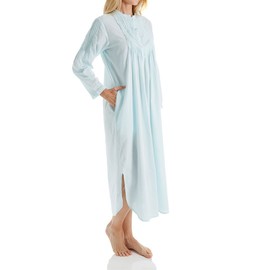 LA CERA Women's 100% Cotton Woven Long Sleeve Nightgown, 1060G, White, 3X