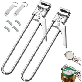 2-Pack Adjustable Stainless Steel Jar Opener, Multifunctional Jar Opener for Weak Hands, Seniors with Arthritis, Includes Keychain Opener and Anti-slip sleeve, Opens Jars, Bottles, Containers Easily