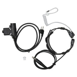 U94 PTT Adapter Hands Free Push to Talk Military Adapter Cable with Throat Mic Earpiece for Alan for Midland Radio