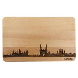 Brotzeitbrett Würzburg Skyline | Beech Breakfast Board | Wooden Chopping Board | Gift with Engraving | Breakfast Board | Bavaria (Board L (26 x 16 x 1.5 cm), 1st without Personal Engraving)
