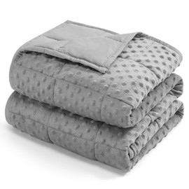 Kivik Weighted Blanket 15 lbs for Adults, Minky Dot Heavy Blankets, Microfiber Reversible Weighted Throw Blankets for All Seasons, Machine Washable, 60"x80" Queen Size, Grey