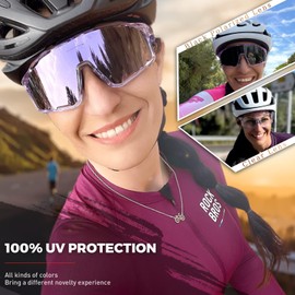 KAPVOE Polarized Cycling Glasses MTB Glasses Mountain Bike Glasses Men Women Biking Glasses Sport Sunglasses Bicycle Riding Glasses MTB Goggles Cycle Glasses Running Road Bike Sunglasses Purple