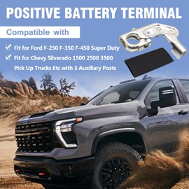 Positive Battery Terminal Compatible with Ford F-250 F-350 F-450 Super Duty Fit for 1500 2500 3500 Chevy Silverado Pick Up Trucks Etc with 3 Auxiliary Posts Repace Part Number 926-603 926603
