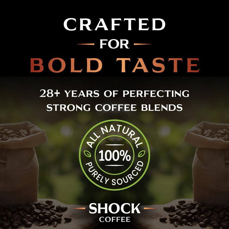 Shock Coffee Whole Bean, The Strongest Caffeinated All-Natural Coffee, Up