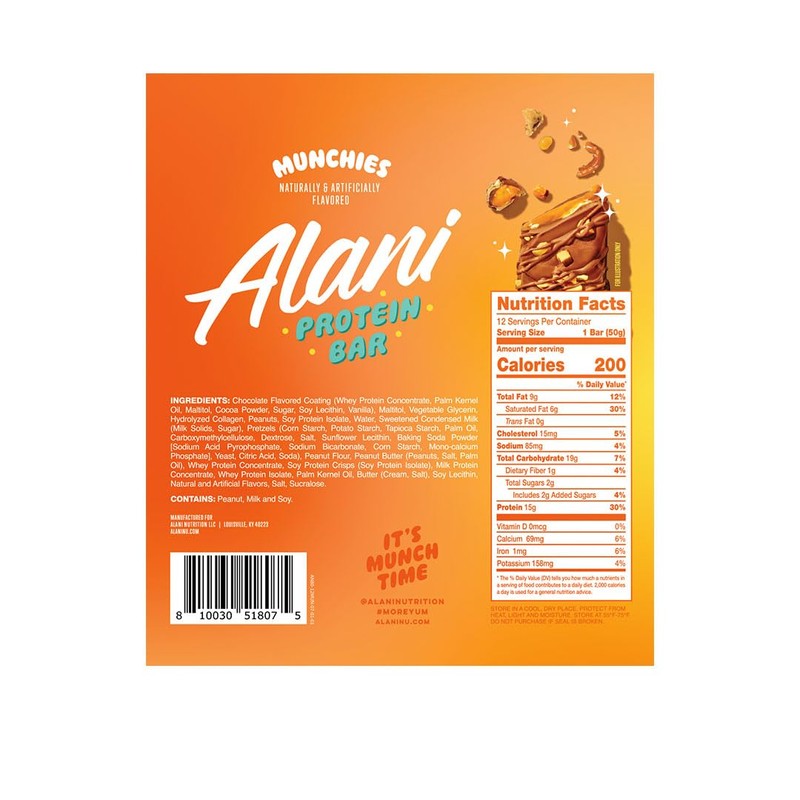 Alani Nu Protein MUNCHIES, High Protein Gluten-Free Bars, 18g Protein,