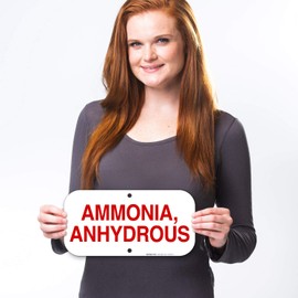 Ammonia Anhydrous Sign, 6x12 Inches, Rust Free .040 Aluminum, Fade Resistant, Indoor/Outdoor Use, Made in USA