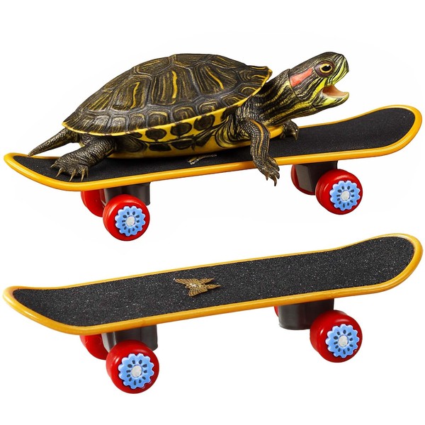 2Pcs Tortoise Skateboard as Turtle Tank Accessories Wheel Skateboard Toys