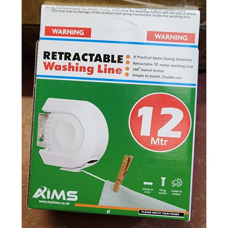 Washing Line Retractable Wall-Mounted Double Clothes Drying Line, Heavy Duty