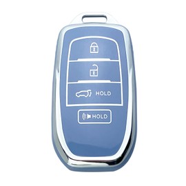 Yuebutor Key Fob Cover Case Compatible with Toyota RAV4 Prime Corolla Cross Tundra Grand Highlander Venza Sienna Land Cruiser Fortuner Mirai Accessories Shell (Blue-Single Set)