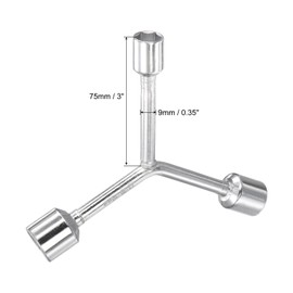 sourcing map Y Type 3 Way Hex Socket Wrench, 13mm 16mm 18mm Combination Repair Spanner Tool, 3-inch