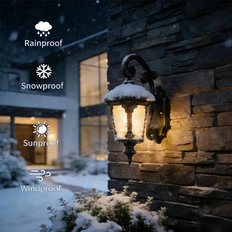 HOLKIRT Solar LED Wall Light Outdoor, Dimmable Waterproof LED Wall