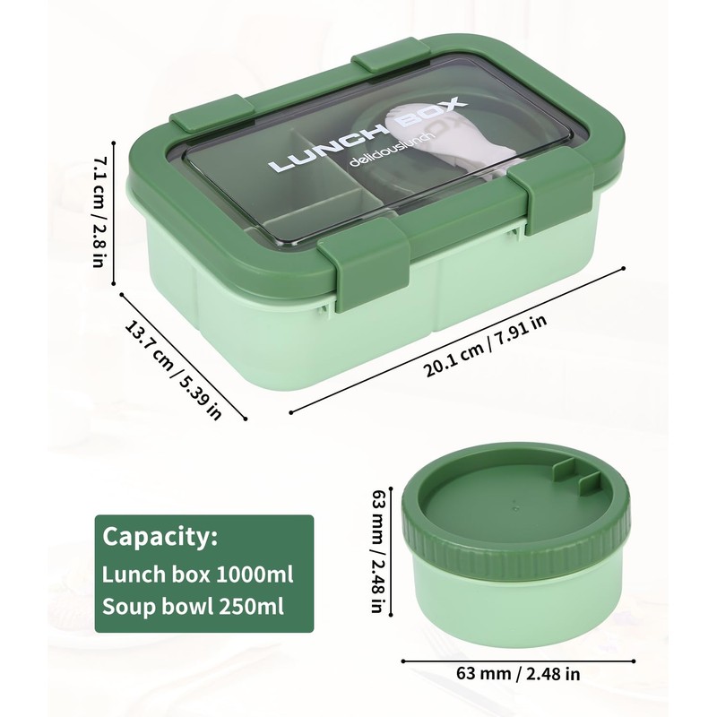 Huifoo Lunch Box Set, 1250 ml Lunch Box with Compartments