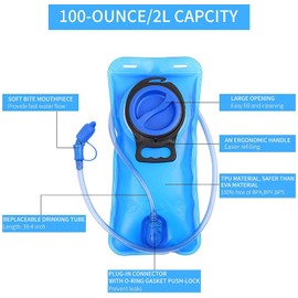 Hydration Bladder, 3 L 2 L 1.5 L Water Bladder BPA Free, Leak Proof Water Reservoir for Hiking, Camping, Backpacking and Biking (Blue-2L)