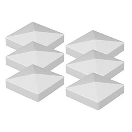 6-Pack White PVC Vinyl 5 inch x 5 inch External Pyramid Post Cap - White
