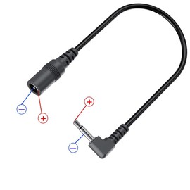 2Pack DC 5.5 X 2.1mm to 3.5mm (1/8") Short Cable DC Power Supply Converter Cable for Electro Harmonix EH DOD Guitar Effects Pedals, 6 inch, 22AWG, Right Angle Connector, Anti-Oxidation, Black