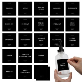 Spaceneat 22 pcs Coffee Syrup Labels for Bottles, Coffee Syrup Dispensers - Durable Coffee Labels for Coffee Bar, Coffee Station - Coffee Syrup Labels Waterproof & Oil Resistant - Minimalist Black