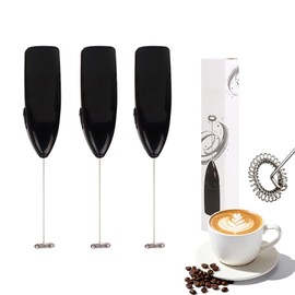 3-Pack Milk Frother, Powerful Handheld Drink Mixer with Stainless Steel Whisk, Battery Operated Frother Wand for Coffee