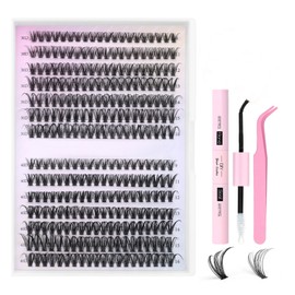 Generic Eyelash Extension Kit 280pcs Individual Eyelashes Kit Cluster Lashes Individual Cluster 9-16mm Lash Extension Kit with Lash Bond and Seal (30D&40D-9-16MIX KIT) (30D&40D KIT), Black