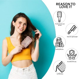 3 Pieces Girls Paddle Hair Brushes Set, Cushioned Brushes with Soft Bristles, Glitter Star Design Hair Detanglers, Styling Brushes for Kids and Adults