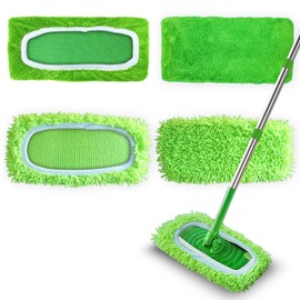 4 Pack Reusable Microfiber Mop Pads Compatible with Swiffer Sweeper, Washable Dry Sweeping Cloths and Wet Mopping Cloth Refills for Hardwood Surface Floor Cleaning (Mop is Not Included)