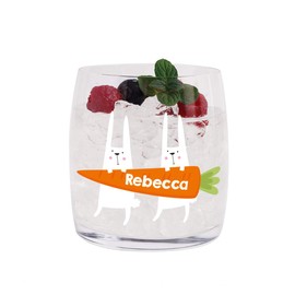 Herz & Heim® Drinking Glass with Rabbits and Print of Their Name Easter Gift for Children