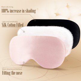 Silk Sleep Mask, 100% Pure Mulberry Silk Eye Mask with Adjustable Strap for Sleeping, Light Blocking, Anti-Allergy Real Natural Pure Silk Eye Mask for Women Men (Pink)