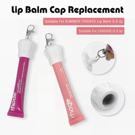 Lip Balm Keychain Holder Cap – Compatible with Summer Fridays, Aquaphor, ELF, LANGIGE, Mario Badescu – Portable Lip Gloss Case with Keyring for 0.35–0.5 oz (4 White)
