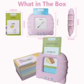 Spanisch Englisch Sprechende Flashcards,Zweisprachig Sprechende Flashcards,Lernspielzeug für Kleinkinder2-5 Jahre Alt, 112 Blätter 224 Wörter,Hörbar Lernspielzeug,für Jungen Mädchen