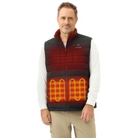 ORORO Men's Heated Down Vest with Battery, Lightweight Heating Vest with 800 Fill Power Down (Black, XL)
