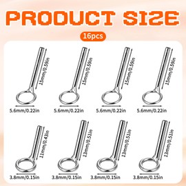 16 Pcs Fly Fishing Rod Tip Repair Kit Micro Eyes Rings Metal Replacement Tips Fishing Rod Tip Guides Replacement Kit Portable Fishing-Pole Repair Set for Saltwater Freshwater(Silver)