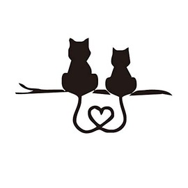[JASDESIGN] Cat Sticker Cat Sticker Cat Car Sticker Decal Back Figure Heart JM-131 (Black, 1)