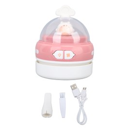 Desktop Vacuum Cleaner Portable Cordless USB Charging Handheld Efficient with Night Light Table Dust Sweeper for Pencil Eraser Shavings Pink