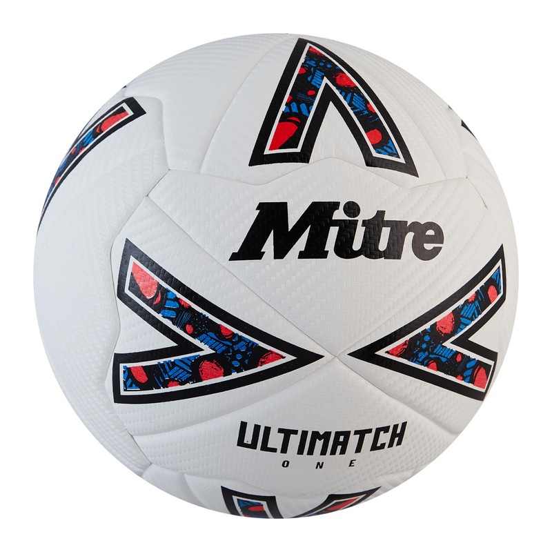 Mitre Unisex-Adult Ultimatch One 24 Football, White/Black/Bib Red, 5