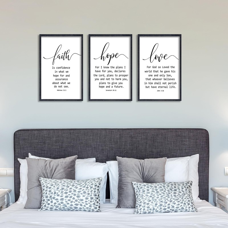 Faith Hope and Love Bible Verses Wall Art Decor 16x11