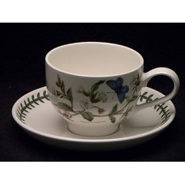 Portmeirion Botanic Garden Breakfast Cup & Saucer Traditional White Campion