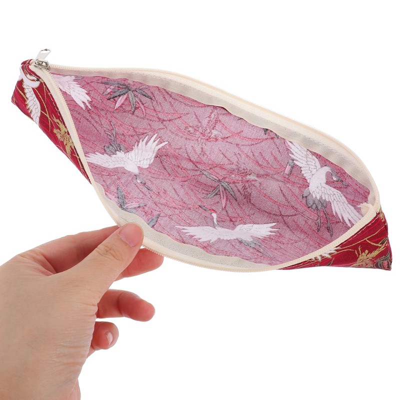 TOPBATHY Japanese fabric cutlery bag with zip, multifunctional storage for