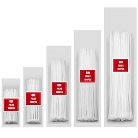 Zip Ties Assorted Size White,6+8+12+14+18 Inch,50 LBS 500PCS Tensile Strength Heavy Duty Cable Wire Ties With Self-Locking Adjustable More Durable Nylon Tie Wraps for Indoor Outdoor
