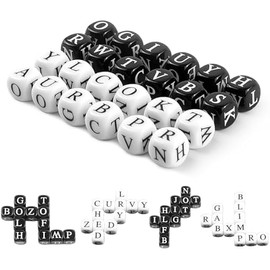 24 Pcs Dice Set, The Crossword Solitaire Game, 6 Sided Dice Crossword Creative Game, Two-Player Parent-Child Interactive Family English Letter Dice Games for Kids Adults