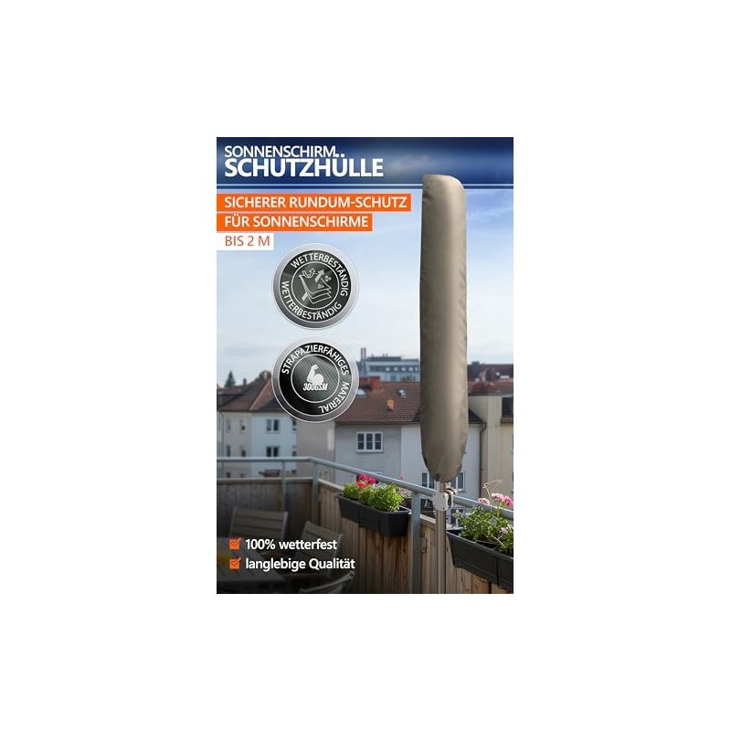 4smile Funda protectora para sombrilla, color gris topo, resistente, 2
