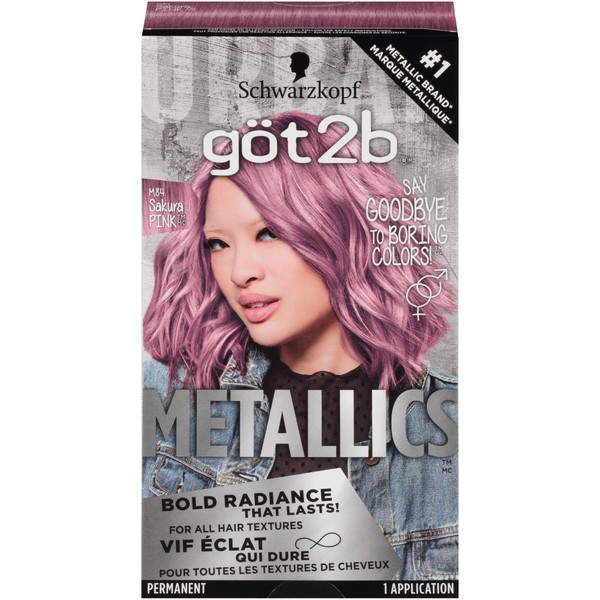 Got2b Metallics Permanent Hair Color, M84 Sakura Pink