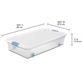 Sterilite 4-Pack Latching Box, Under Bed Storage Bins with Lids, Clear Plastic, 56 Quart - Heavy-Duty Organizing Containers for Closet, Bathroom, and Office