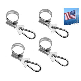 Boat Flag Pole Clips, Stainless Steel Pole Clips Carabiner Clips, For Flag Poles 0.75 to 1.2 Inch in Diameter(4 PCS)