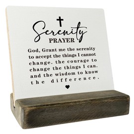 Serenity Prayer Wood Plaque Gift, God Grant Me The Serenity, Inspirational Gift, Plaque with Wooden Stand, Meaningful Wood Sign Plaque Gift, Unisex Sobriety Recovery Gifts, Mental Health Gift